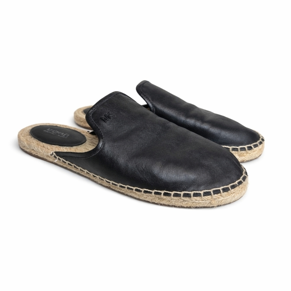 Michael Kors Black Leather Mule Espadrilles Size 6.5
